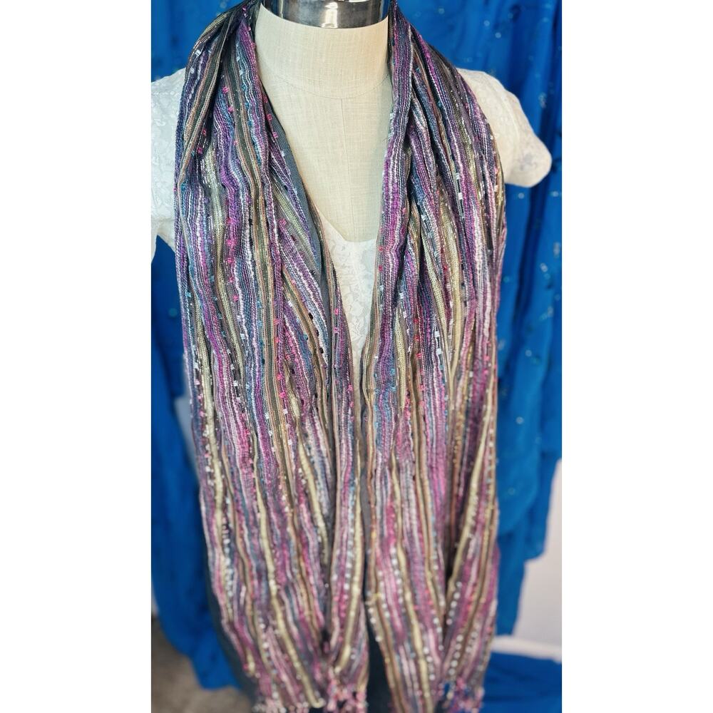 Y2K Mark. Striped Purple Multicolor Shimmer Scarf Belt